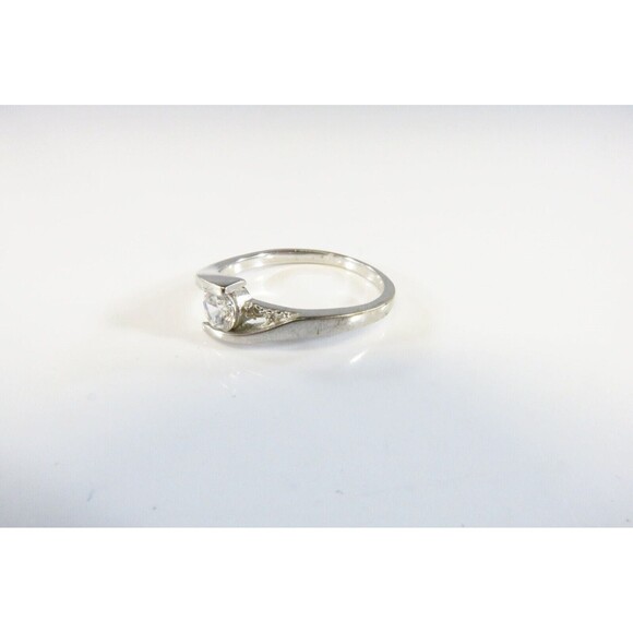 Modernist Bypass Ring in Sterling Silver With Clear Stones Ring Size 7.25 - Picture 4 of 6